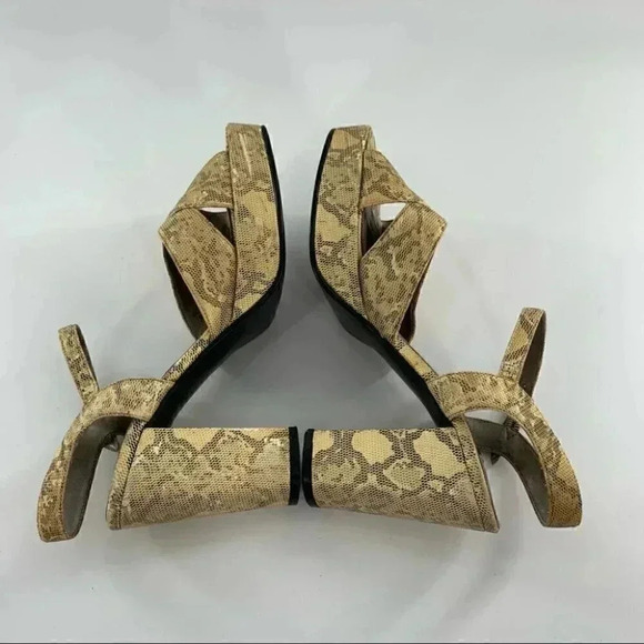 Prima Royale heels size 7 cream gray Python print chunky 60s 70s platforms - Picture 6 of 13